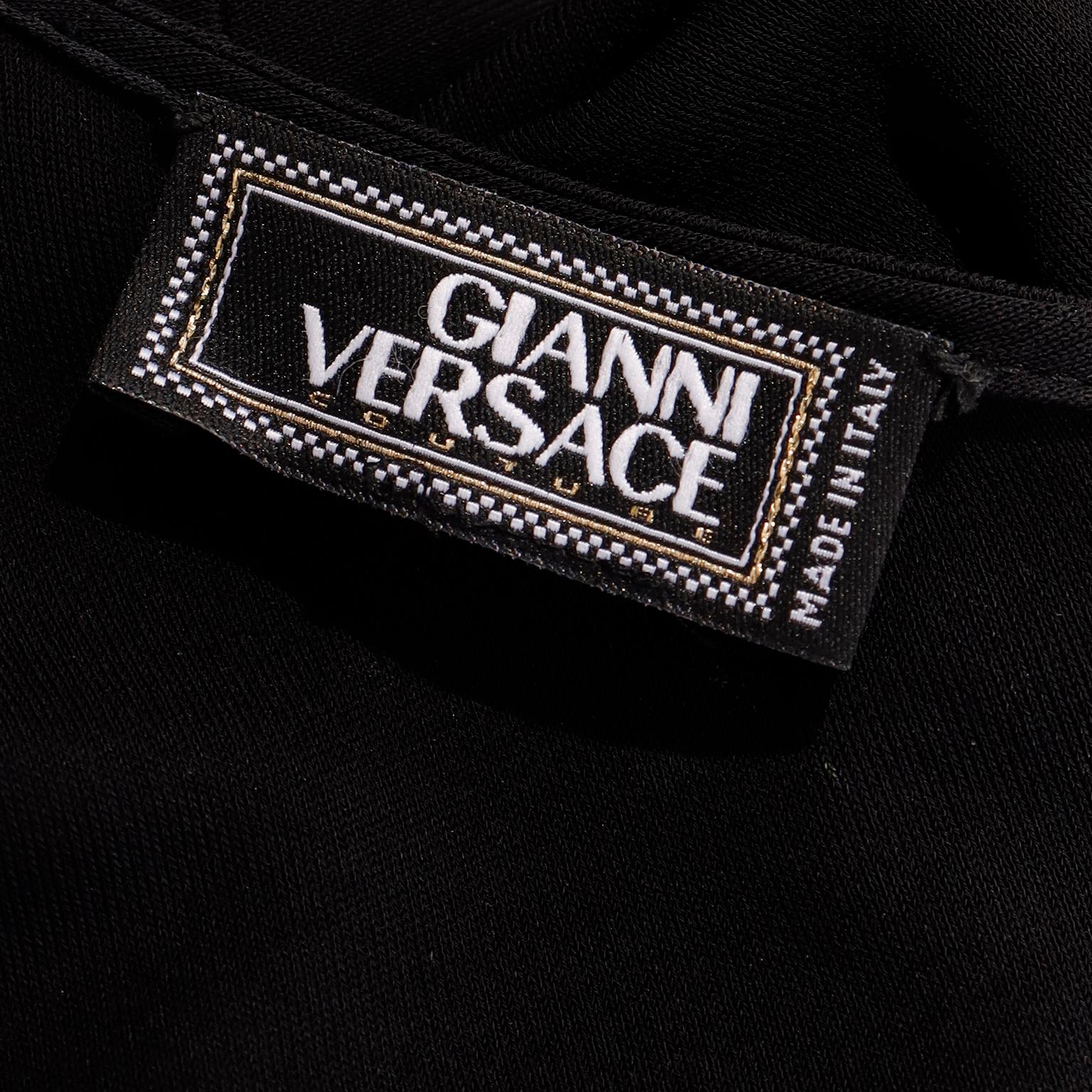 F/W 2002 Gianni Versace Vintage Black Low Plunge Evening Dress Runway Documented For Sale 8