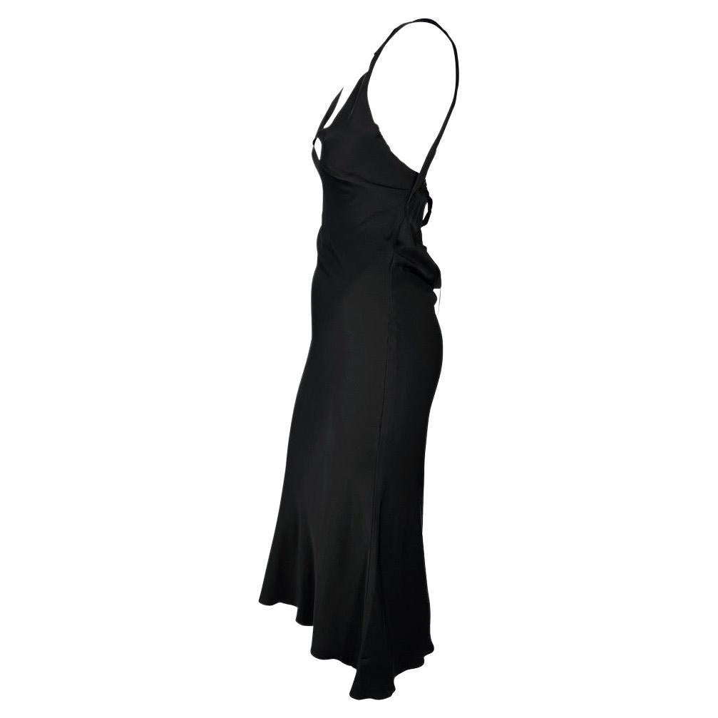 Women's F/W 2002 Gucci by Tom Ford Backless Black Silk Satin Lace Up Dress  For Sale