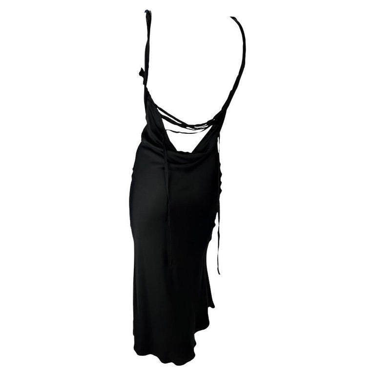 F/W 2002 Gucci by Tom Ford Backless Black Silk Satin Lace Up Dress For ...