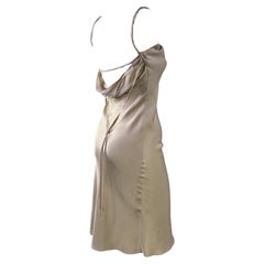 Used F/W 2002 Gucci by Tom Ford Beige Silk Satin Ribbon Dress