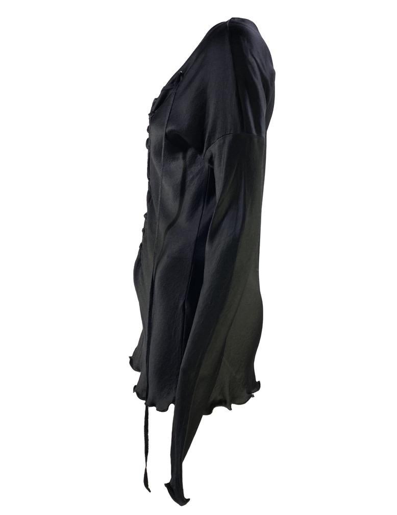 Women's F/W 2002 Gucci by Tom Ford Black Bias Cut Silk Lace Up Mini Dress For Sale