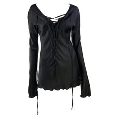 F/W 2002 Gucci by Tom Ford Black Bias Cut Silk Lace Up Mini Dress