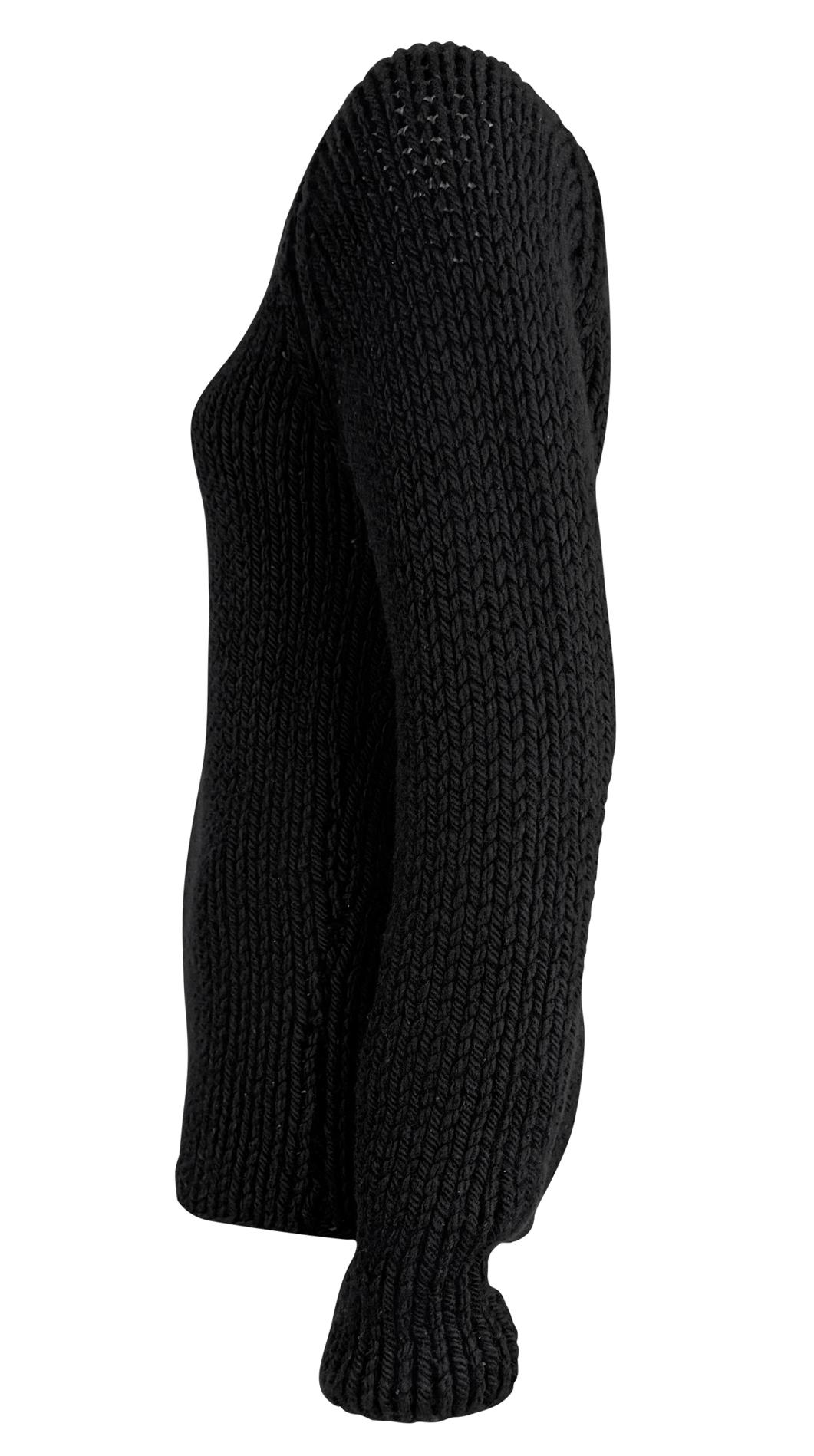 Women's or Men's F/W 2002 Gucci by Tom Ford Black Cashmere Leather Tie Sweater Top For Sale