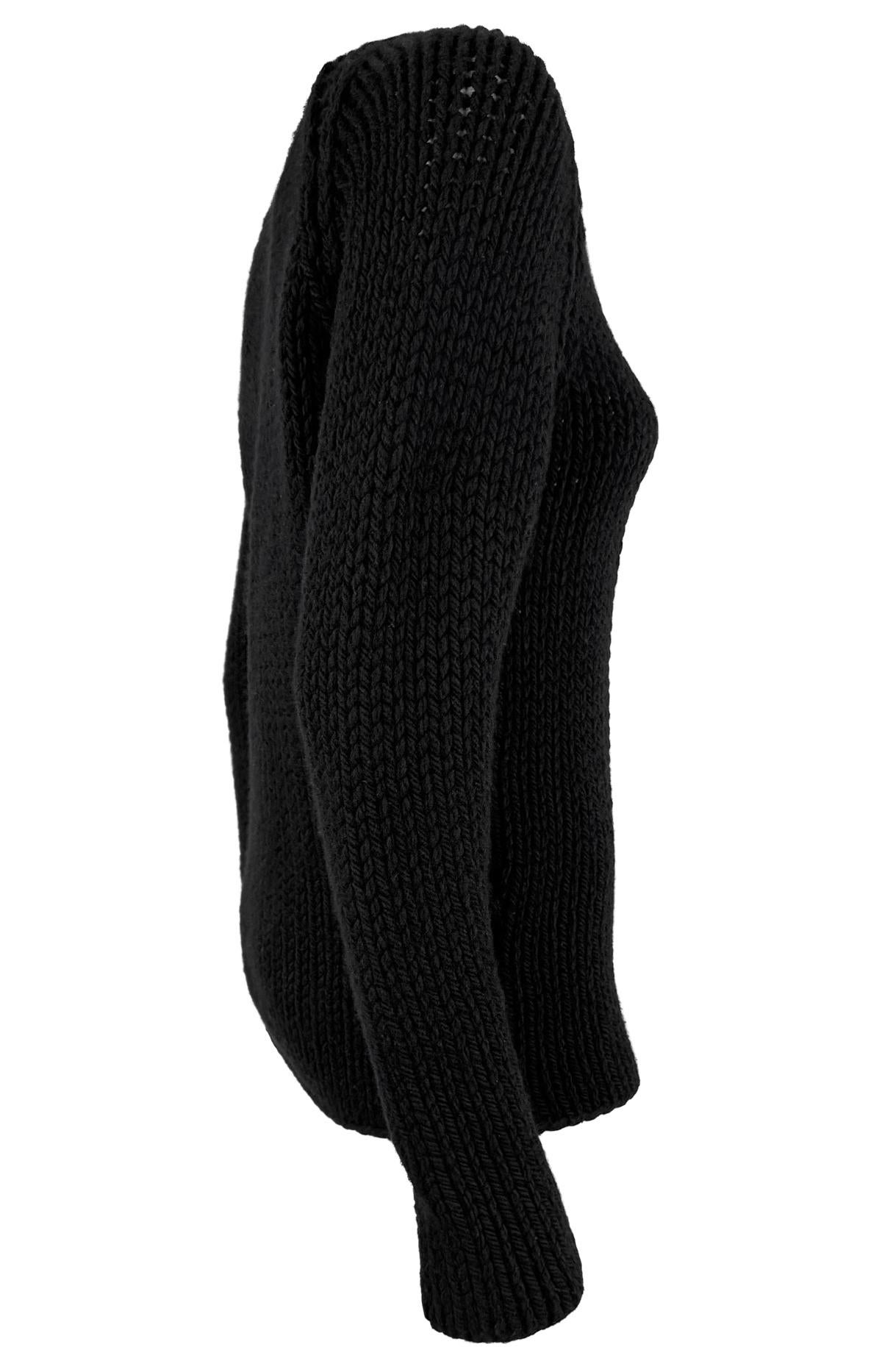 F/W 2002 Gucci by Tom Ford Black Cashmere Leather Tie Sweater Top For Sale 2