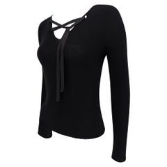 F/W 2002 Gucci by Tom Ford Black Cashmere Ribbon Lace-Up Sweater