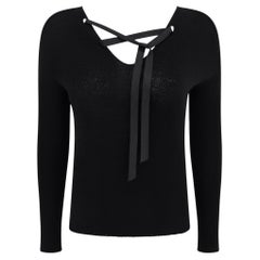 F/W 2002 Gucci by Tom Ford Black Cashmere Ribbon Lace-Up Sweater