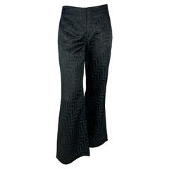 F/W 2002 Gucci by Tom Ford Pantalones acampanados de seda con estampado de kimono negro