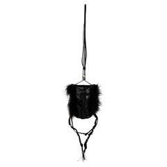 F/W 2002 Gucci by Tom Ford Black Ostrich Leather Fur Runway Mini Evening Bag