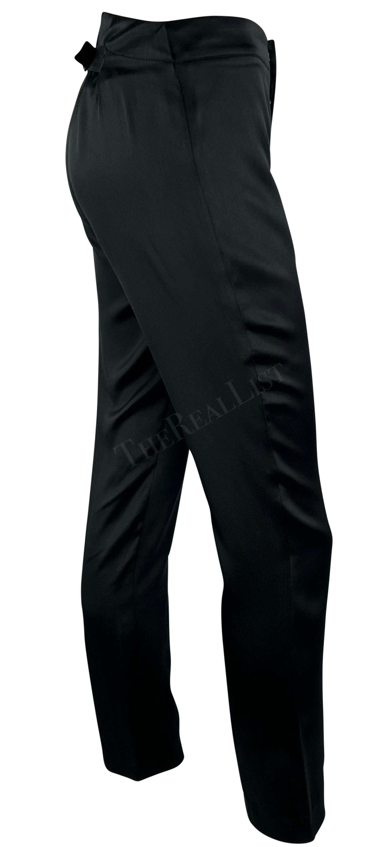 F/W 2002 Gucci by Tom Ford Black Satin Adjustable Buckle Pants In Good Condition For Sale In West Hollywood, CA