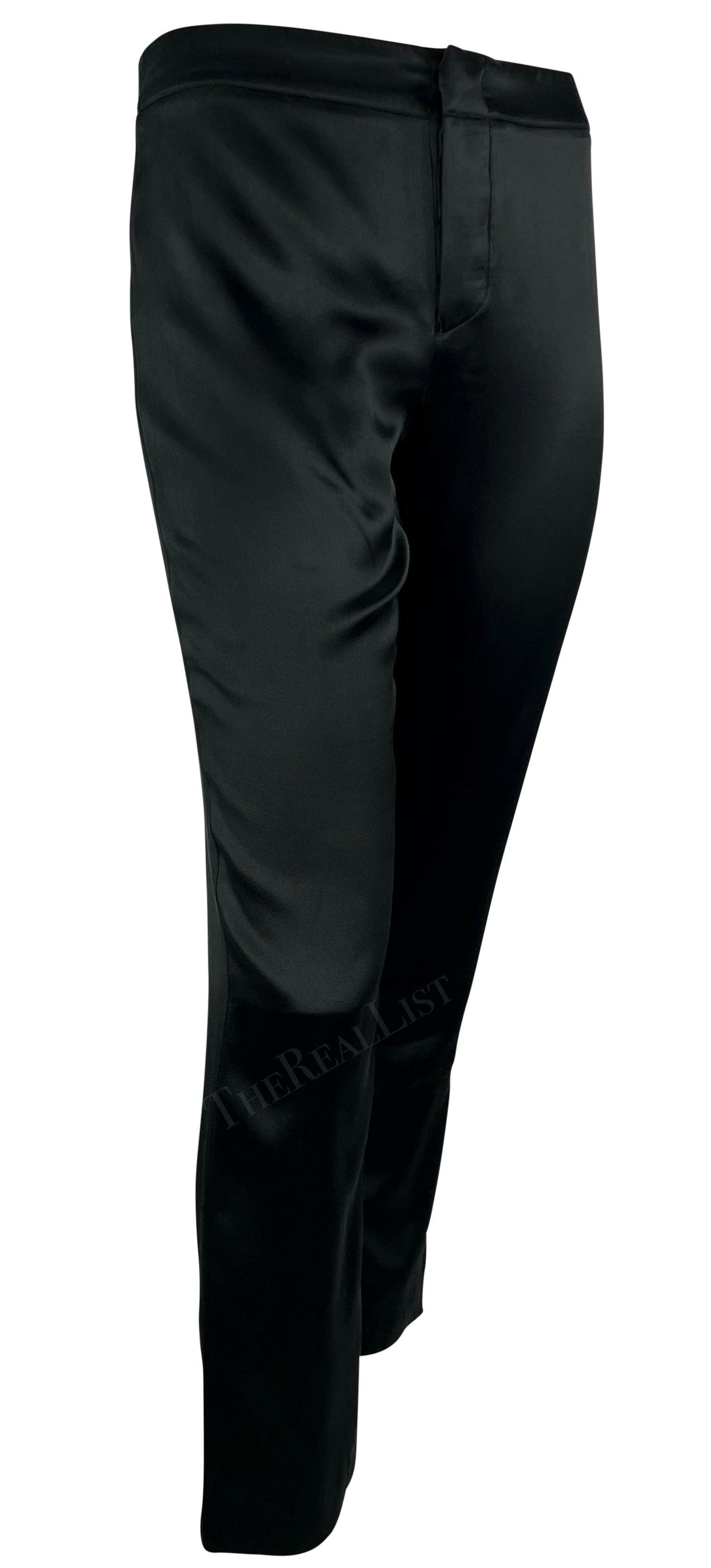 Women's F/W 2002 Gucci by Tom Ford Black Satin Adjustable Buckle Pants For Sale