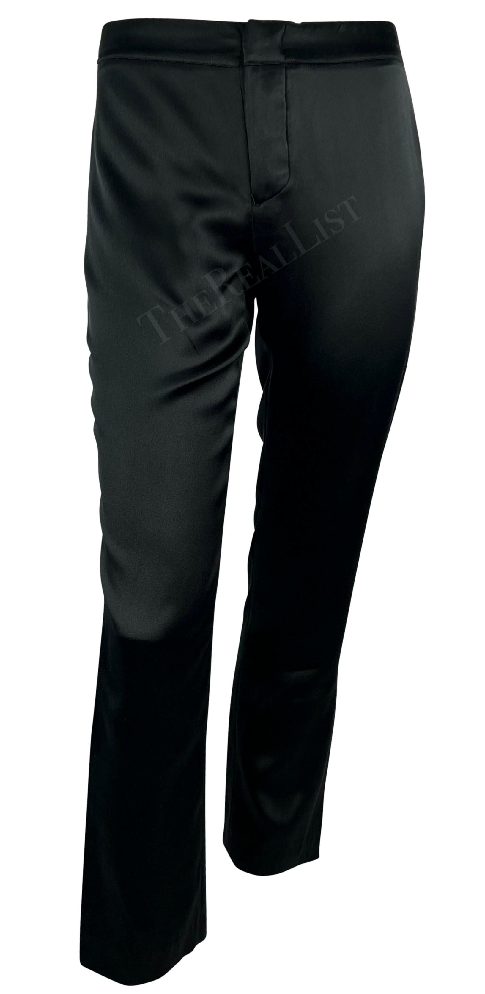 F/W 2002 Gucci by Tom Ford Black Satin Adjustable Buckle Pants For Sale 1