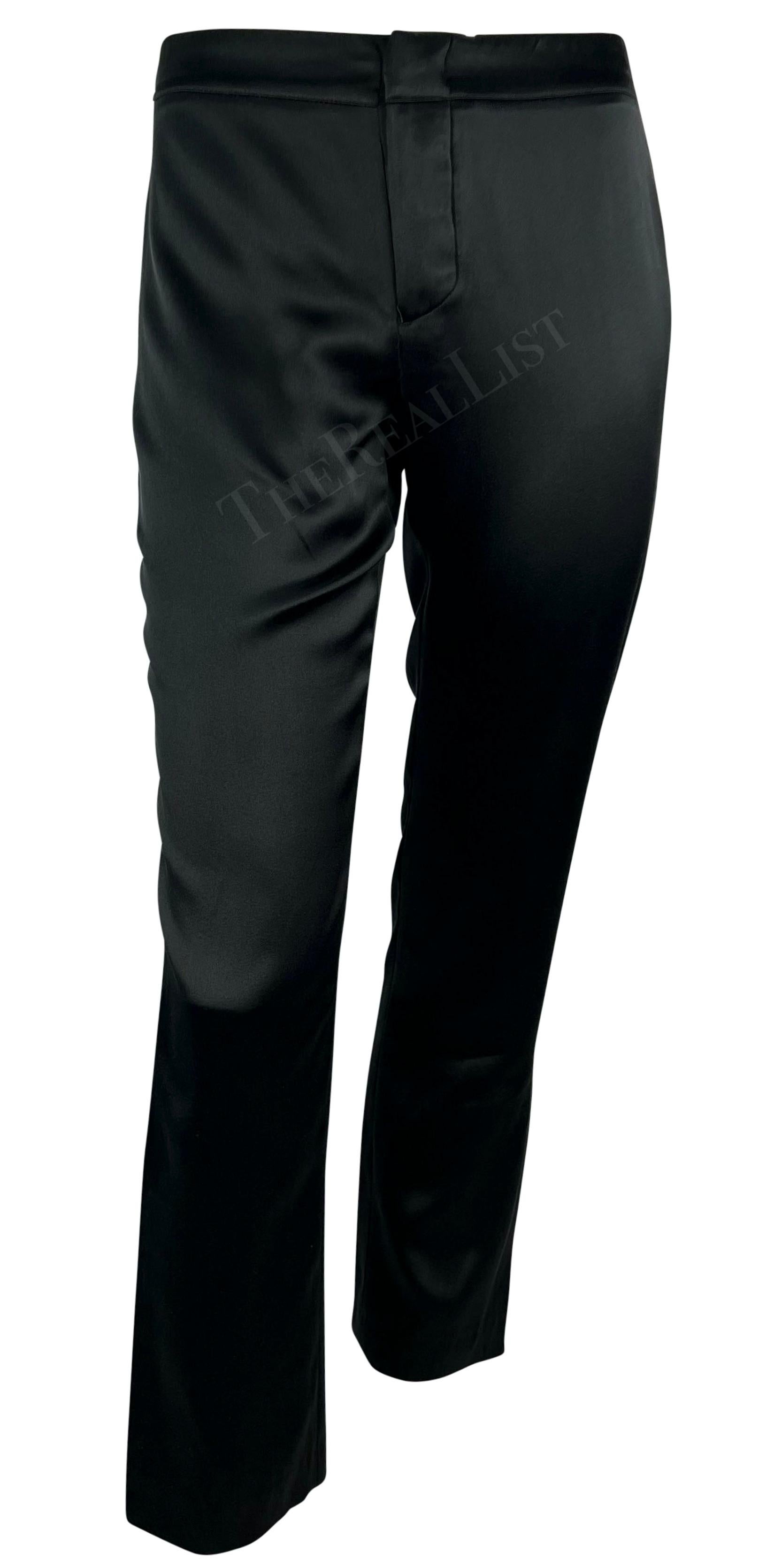 F/W 2002 Gucci by Tom Ford Black Satin Adjustable Buckle Pants For Sale 1