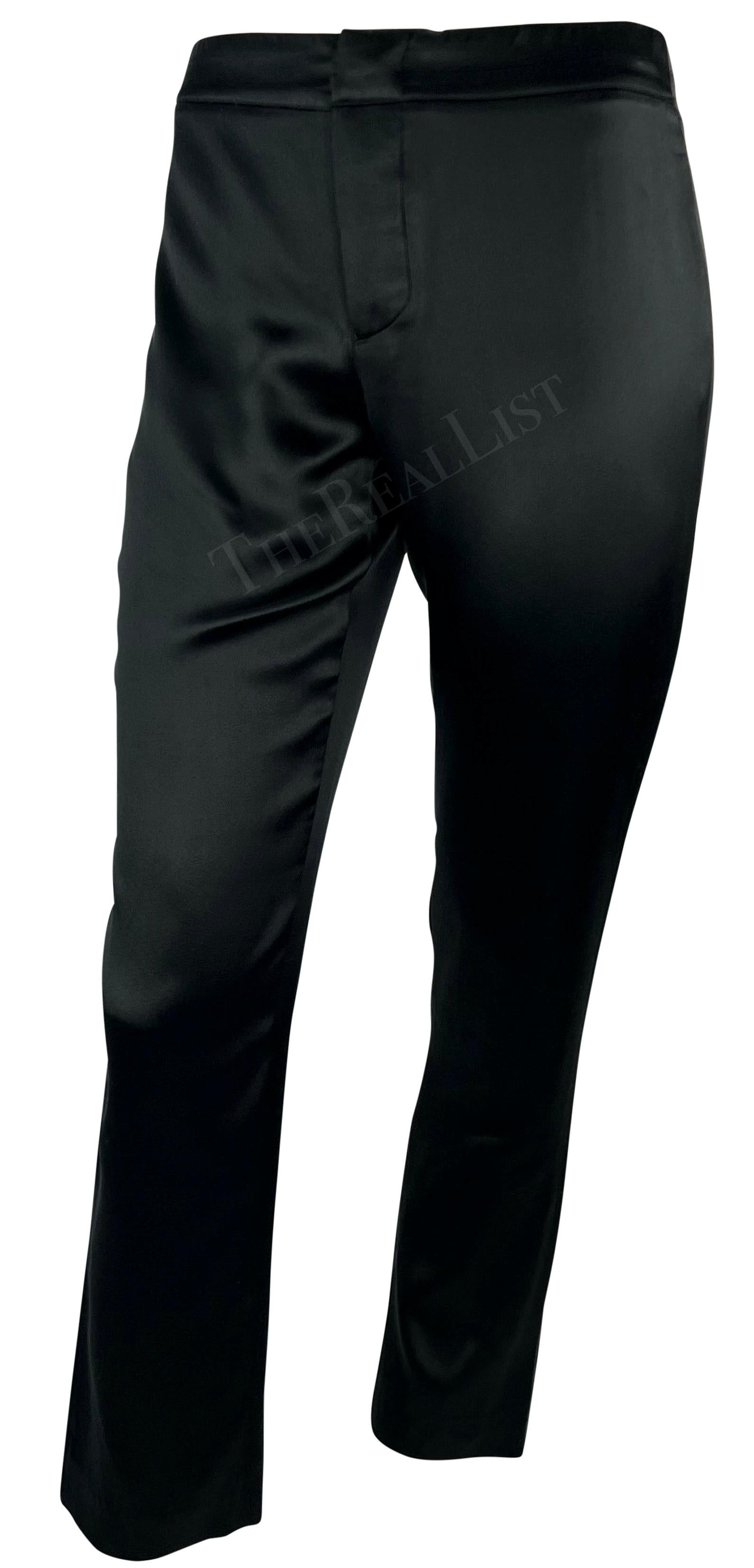 F/W 2002 Gucci by Tom Ford Black Satin Adjustable Buckle Pants For Sale 2
