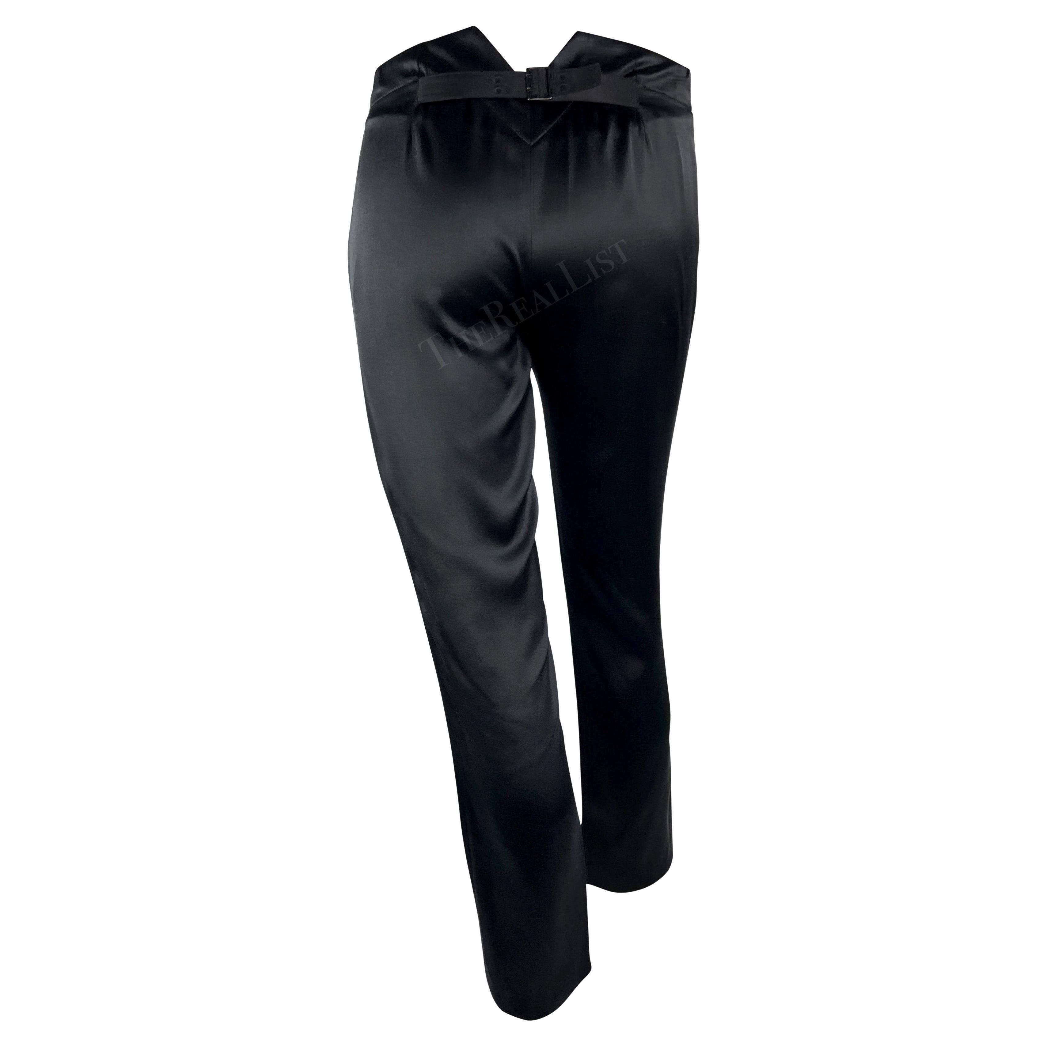 F/W 2002 Gucci by Tom Ford Black Satin Adjustable Buckle Pants For Sale