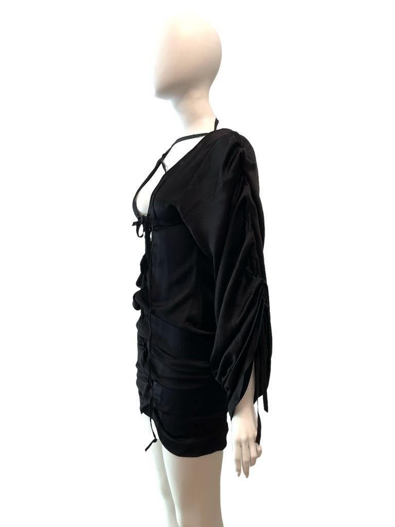 F/W 2002 GUCCI by Tom Ford Black Silk Lacing Mini Dress 1