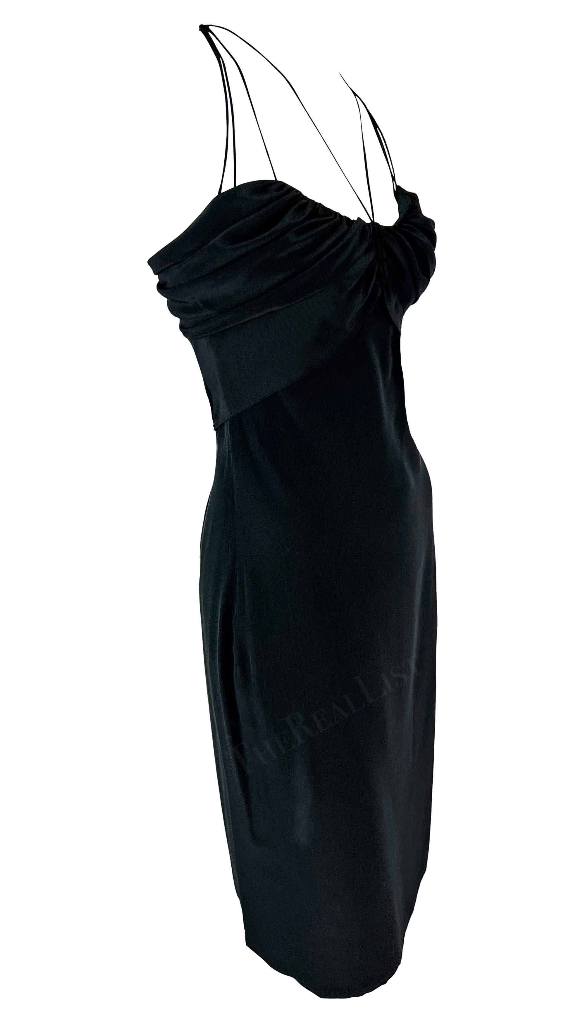 Noir Gucci by Tom Ford - Robe courte à bretelles en soie noire, automne-hiver 2002 en vente