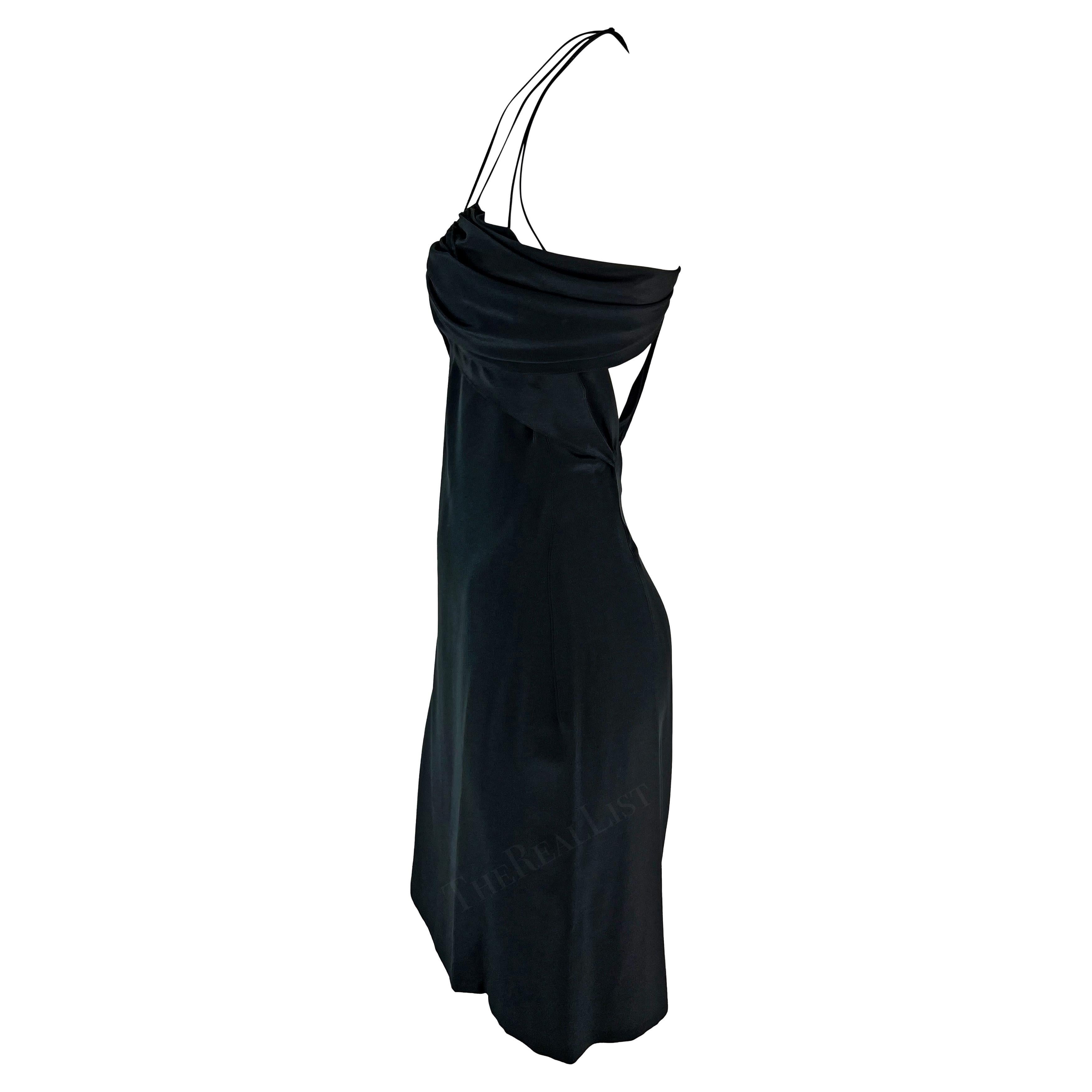 F/W 2002 Gucci by Tom Ford Black Silk Strap Mini Dress For Sale 2