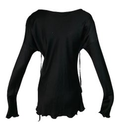 F/W 2002 Gucci by Tom Ford Black Silk Tie Up L/S Blouse Tunic Top