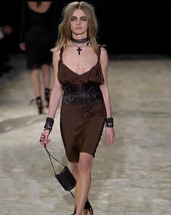 F/W 2002 Gucci by Tom Ford Brown Silk Dress 38