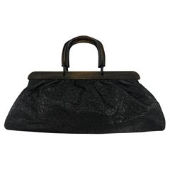 F/W 2002 Gucci by Tom Ford Extra-Large Ostrich Skin Wood Handled Tote Bag