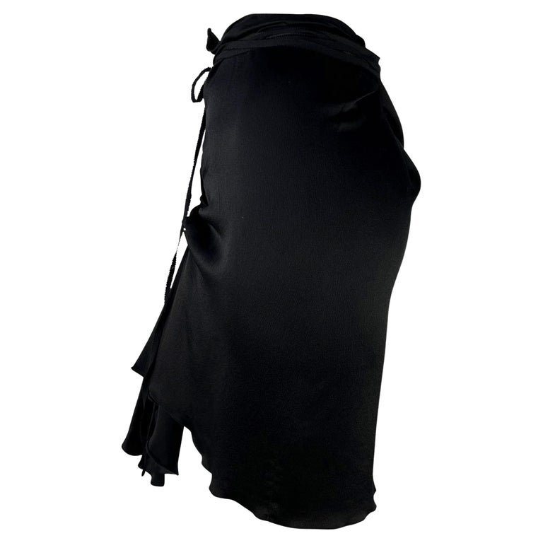 F/W 2002 Gucci by Tom Ford Lace-Up Black Crepe Silk Asymmetric Skirt ...