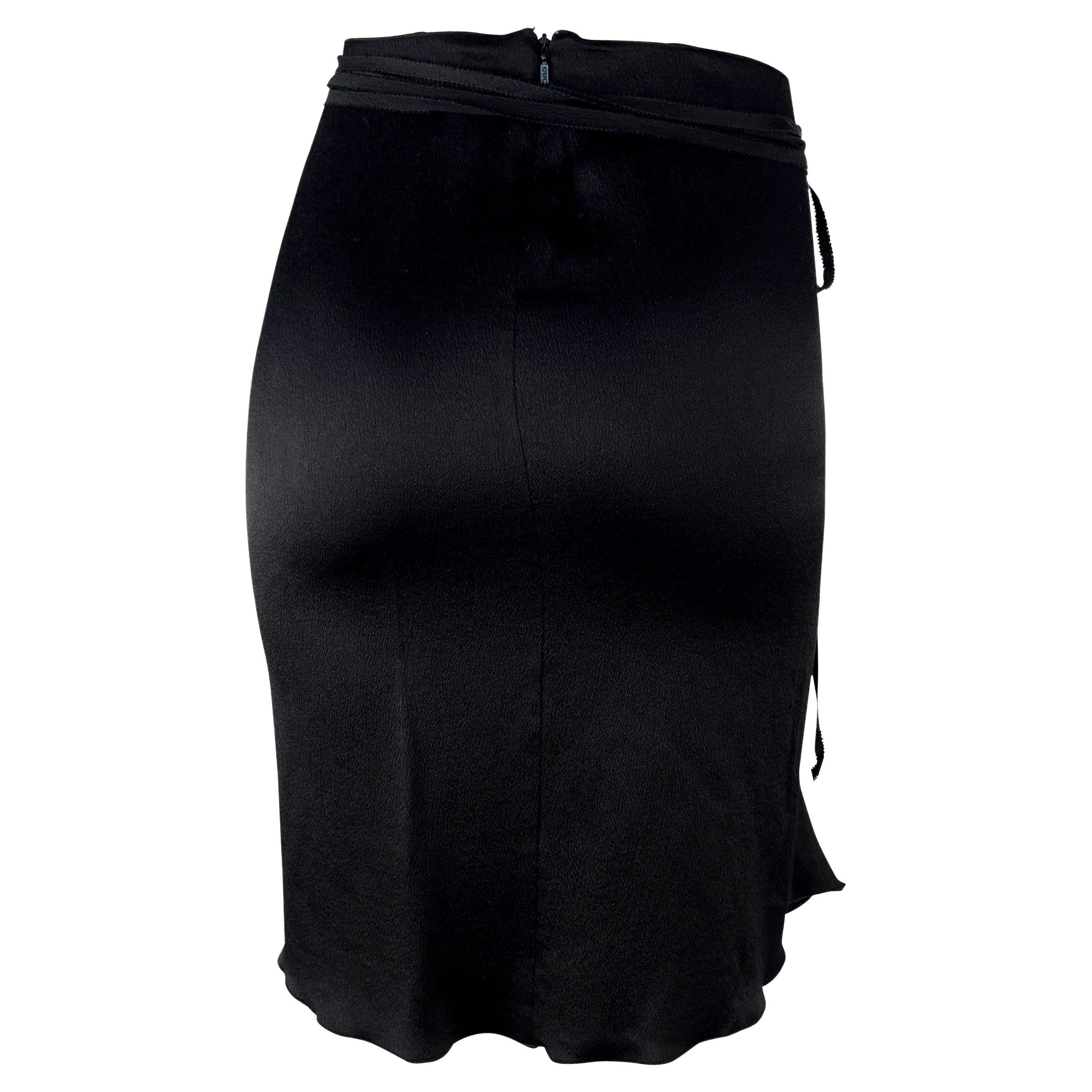 Women's F/W 2002 Gucci by Tom Ford Lace-Up Black Crepe Silk Asymmetric Skirt
