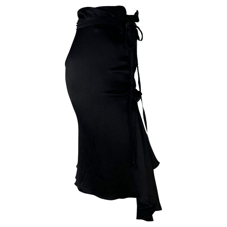 F/W 2002 Gucci by Tom Ford Lace-Up Black Crepe Silk Asymmetric Skirt ...
