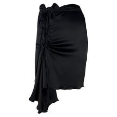 F/W 2002 Gucci by Tom Ford Lace-Up Black Crepe Silk Asymmetric Skirt