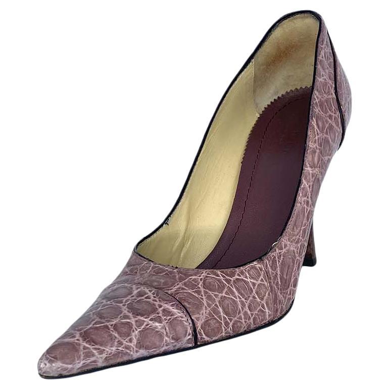 F/W 2002 Gucci by Tom Ford Tacones de aligátor lavanda 4.25 en venta 1