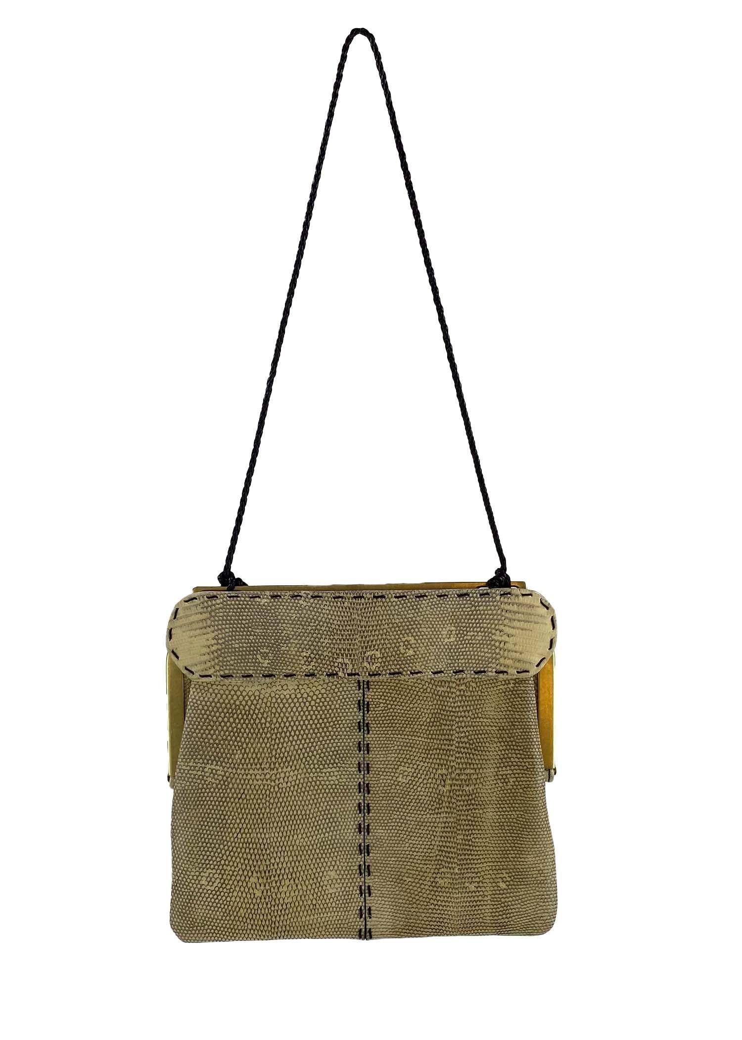 F/W 2002 Gucci by Tom Ford Mini-Tasche aus Eidechsenhaut im Used-Look (Braun)