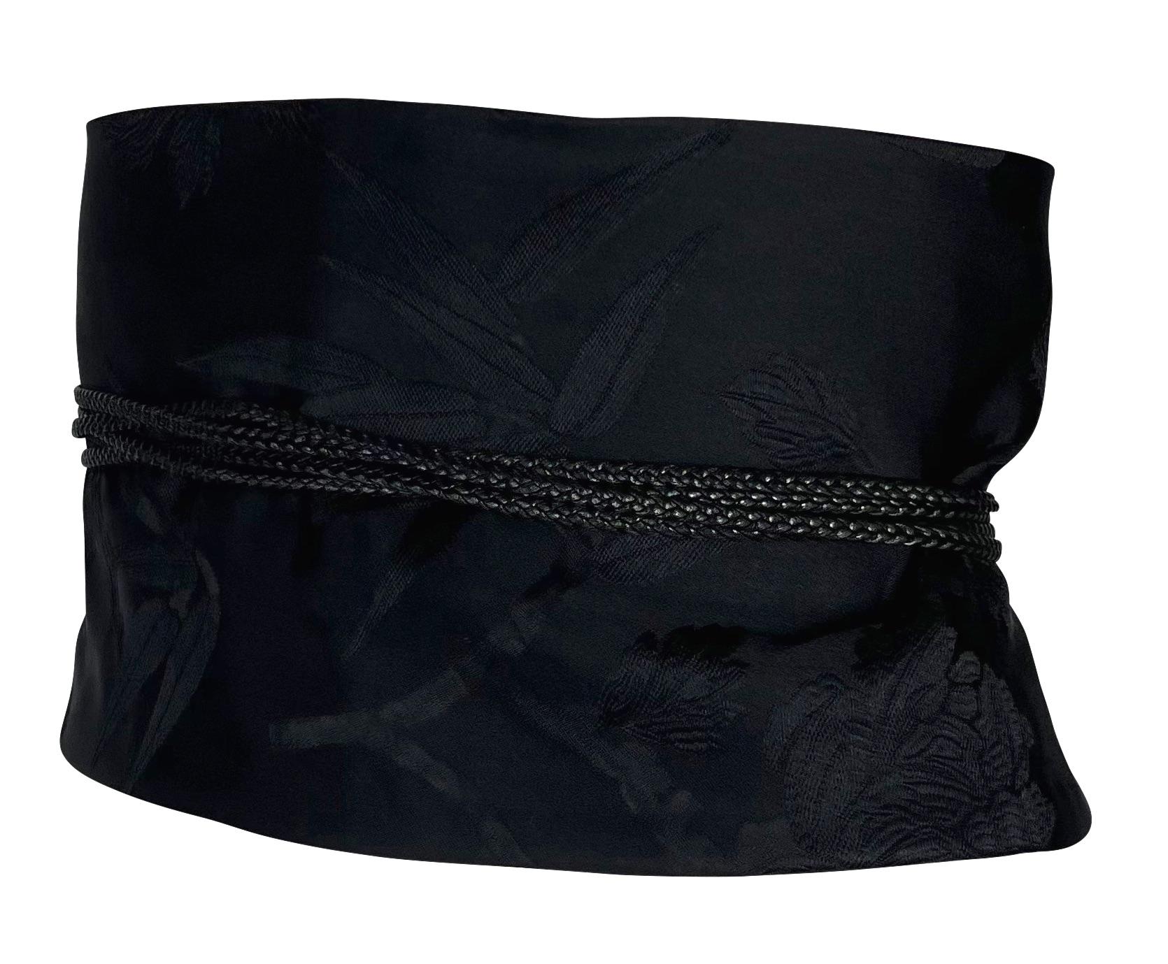 Noir F/W 2002 Gucci by Tom Ford Runway Ad Obi Braided Black Silk Wide Wrap Waist Belt (ceinture tressée en soie noire) en vente