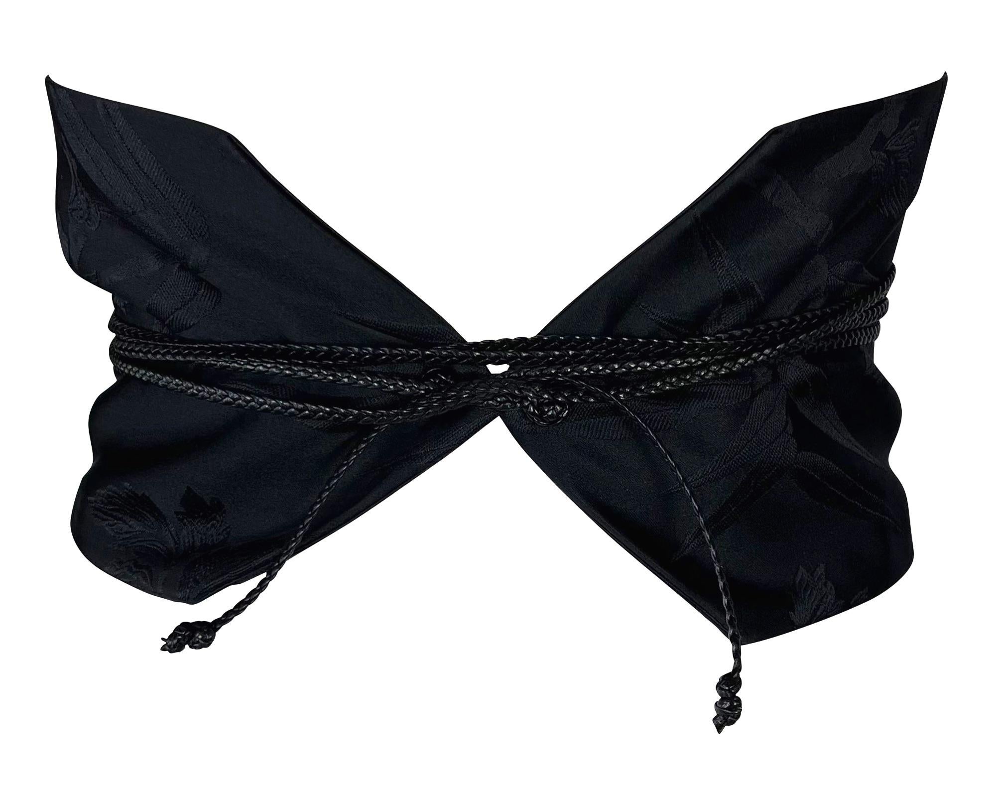 Women's F/W 2002 Gucci by Tom Ford Runway Ad Obi Braided Black Silk Wide Wrap Waist Belt For Sale