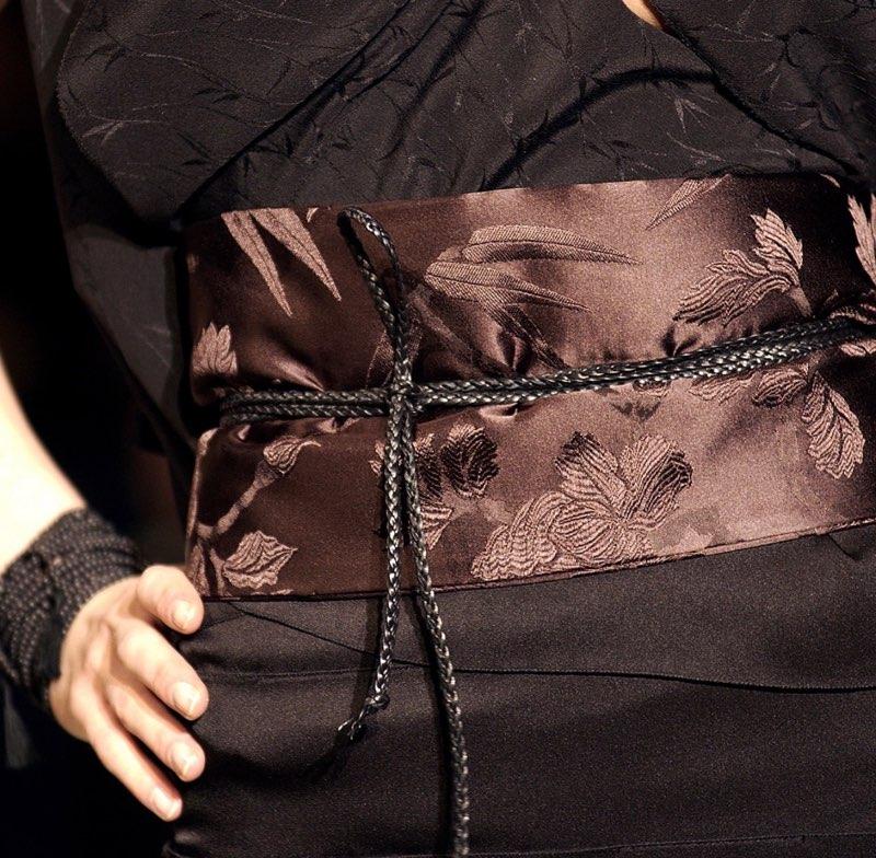 F/W 2002 Gucci by Tom Ford Runway Ad Obi Braided Black Silk Wide Wrap Waist Belt For Sale 1