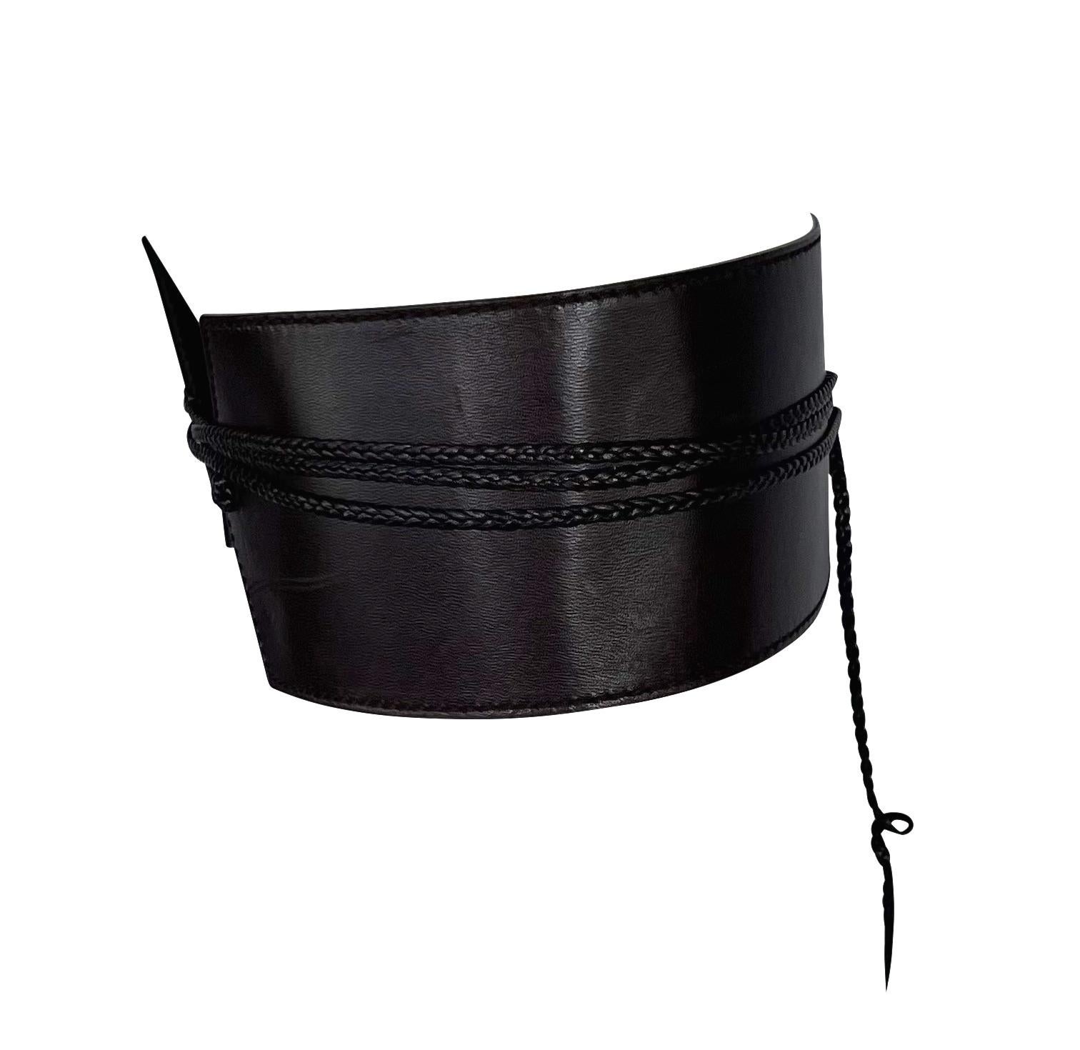 Black F/W 2002 Gucci by Tom Ford Runway Ad Obi Braided Leather Wide Wrap Waist Belt For Sale