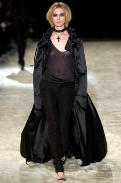 F/W 2002 Gucci by Tom Ford Runway Black Silk Satin Oversized Maxi Hooded Trench