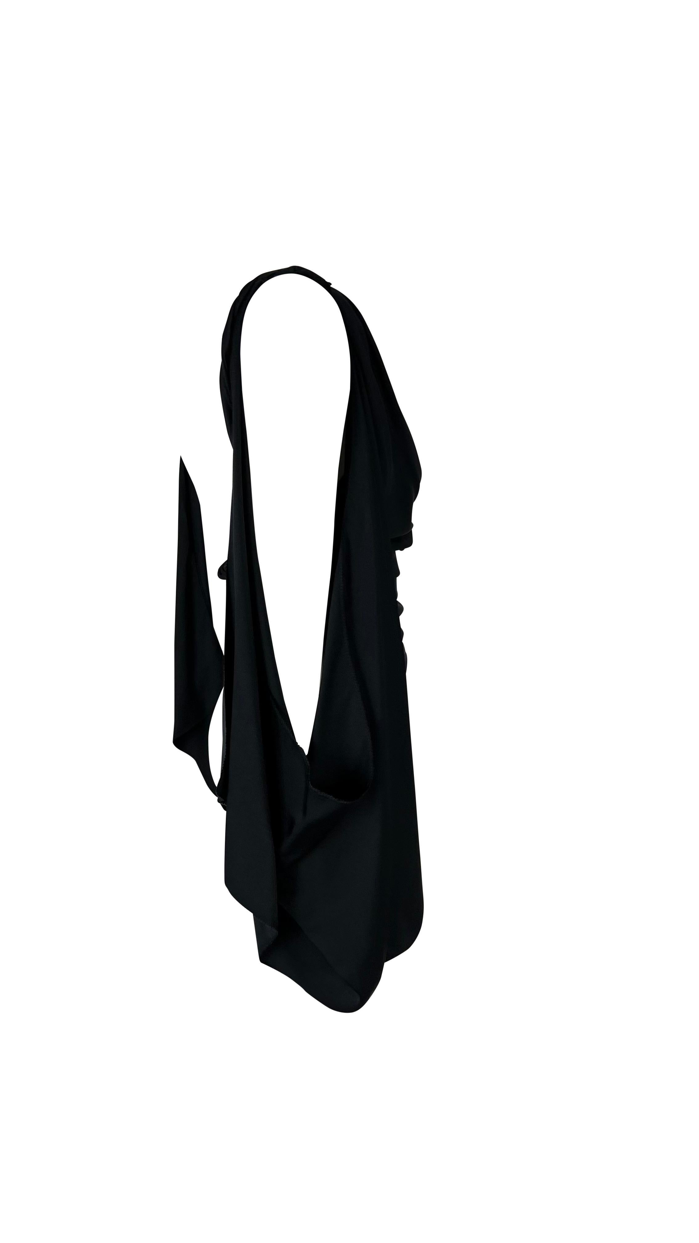F/W 2002 Gucci by Tom Ford Runway Black Silk Tie Crop Top For Sale 4