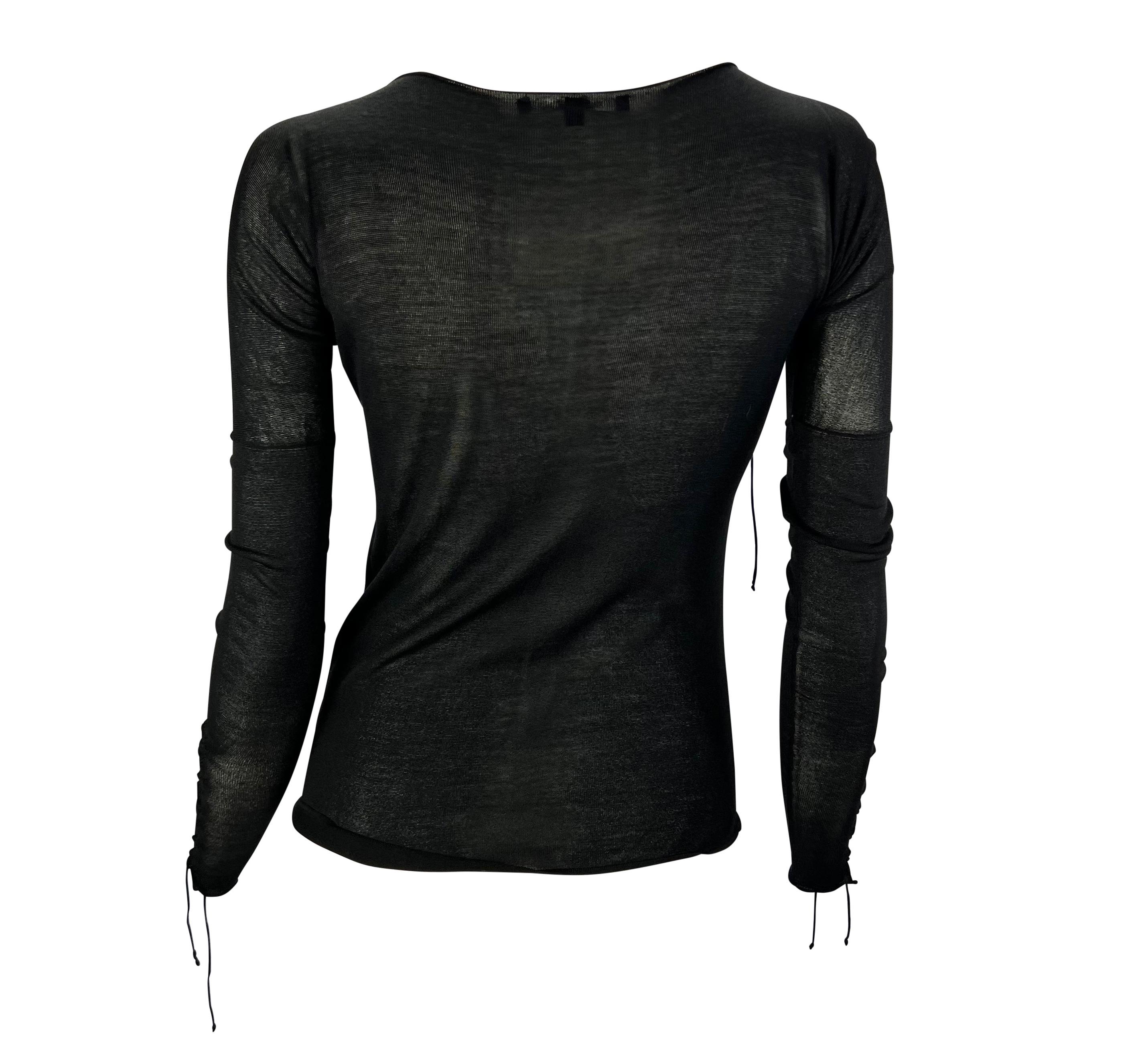 F/W 2002 Gucci by Tom Ford Sheer Lace-Up Black Knit Top In Excellent Condition In West Hollywood, CA