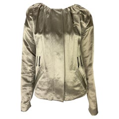 F/W 2002 Gucci by Tom Ford Silver Taupe Satin Ruched Oversized Jacket