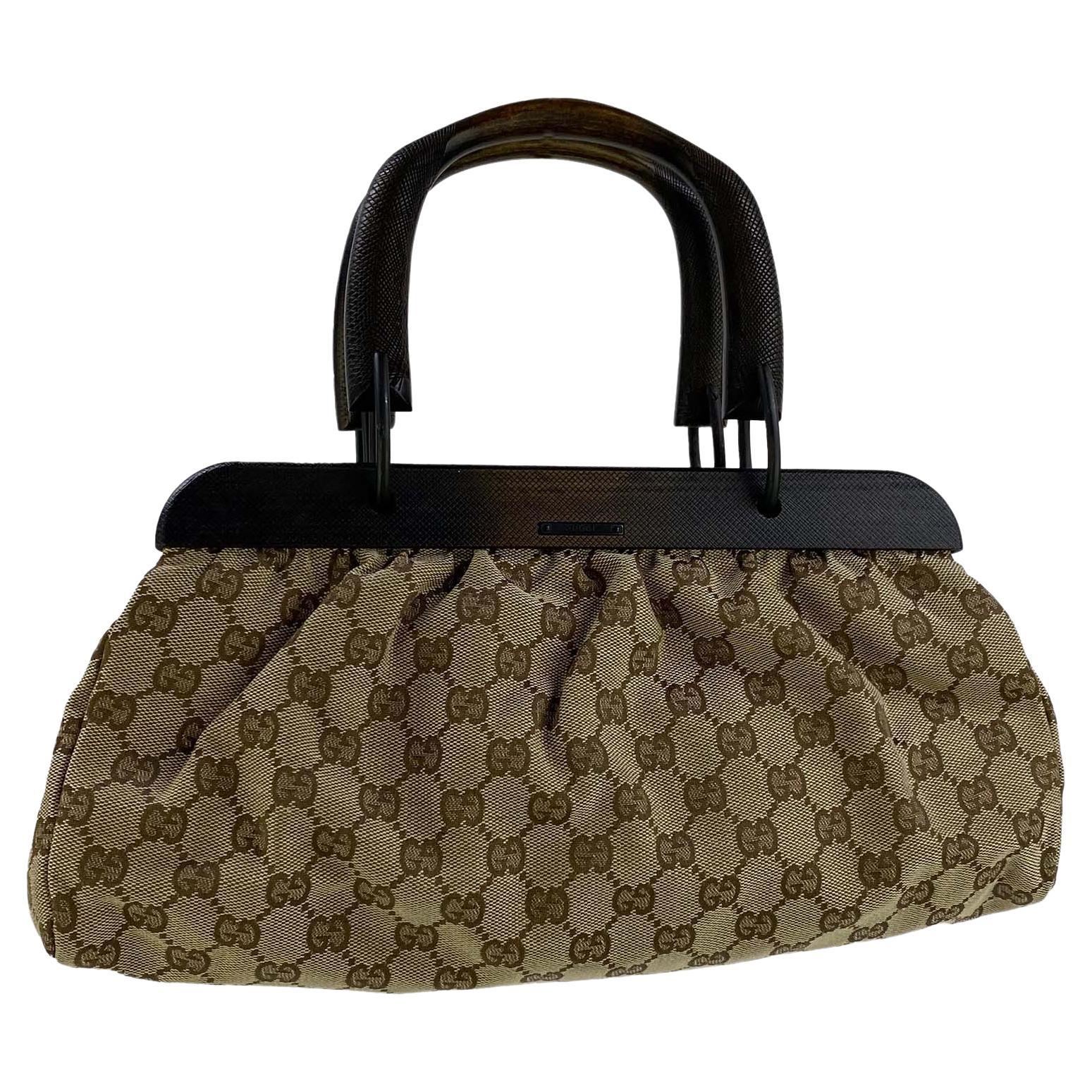 F/W 2002 Gucci by Tom Ford Wooden Handle 'GG' Bag
