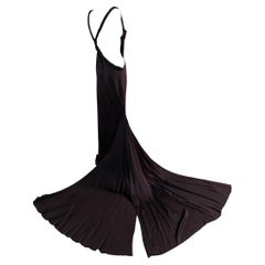 F/W 2002 Gucci Tom Ford Runway Brown Silk Plunging Back Gown Dress w Train