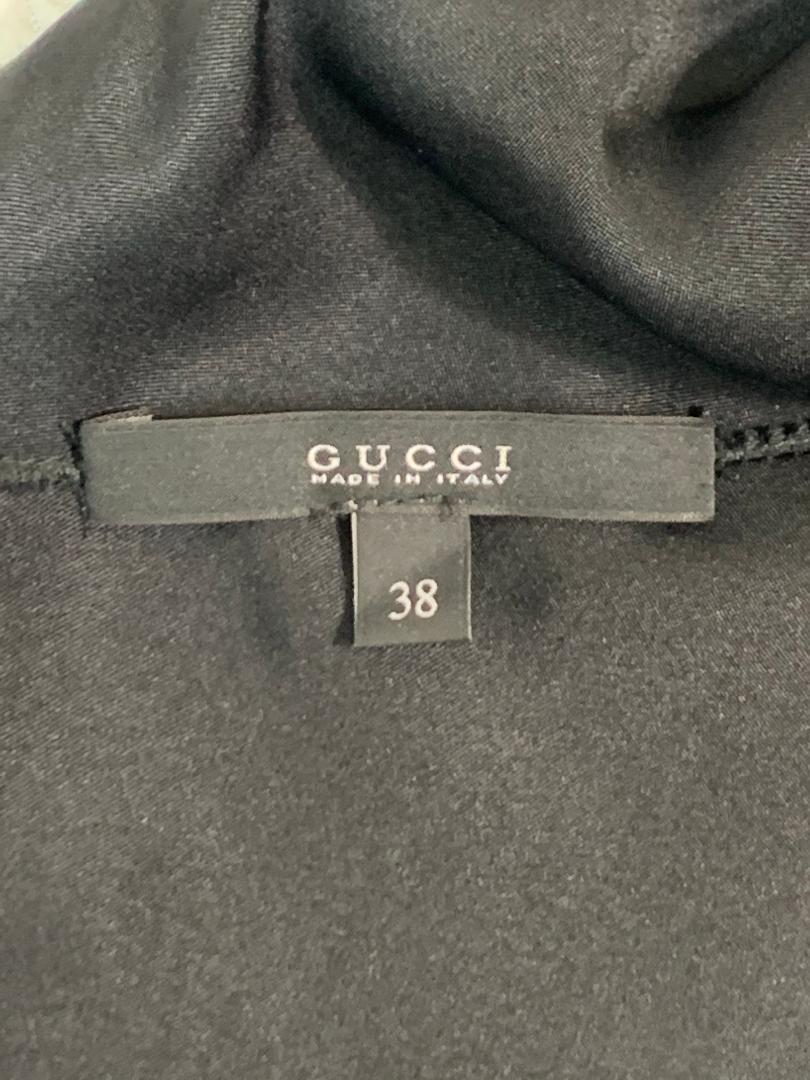 F/W 2002 Gucci Tom Ford Runway Cut-Out Black Plunging Back Top 38 In Good Condition In Yukon, OK