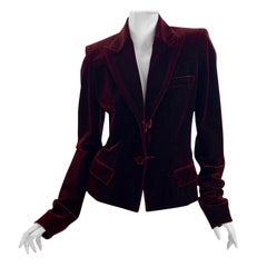 F/W 2002 Look#7 Tom Ford for Yves Saint Laurent Chaqueta blazer de terciopelo burdeos 40