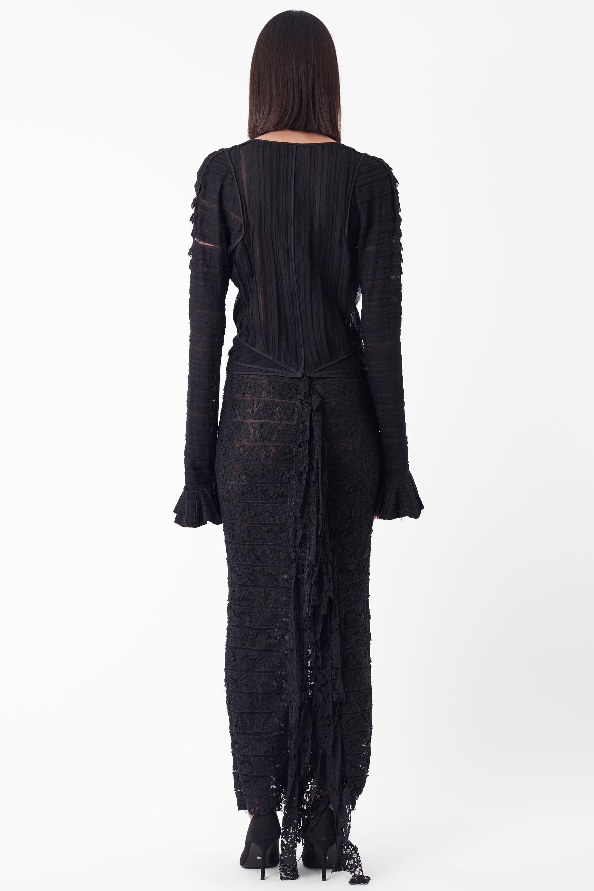 F/W 2002 Laufsteg-Bluse aus schwarzer Seide Damen im Angebot