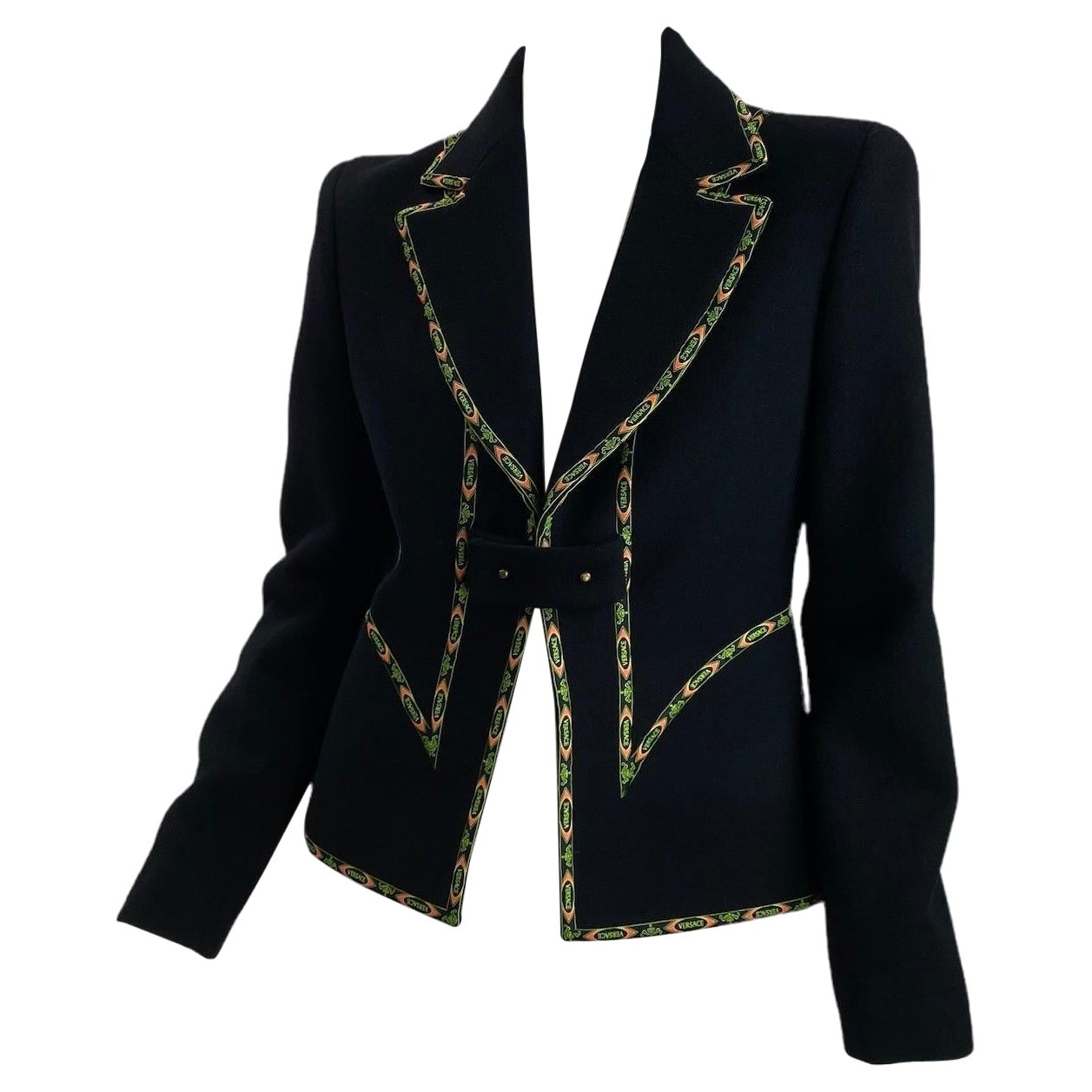 Blazer noir vintage Gianni Versace Couture 42 - 6 (collection A/H 2002), neuf avec étiquettes en vente