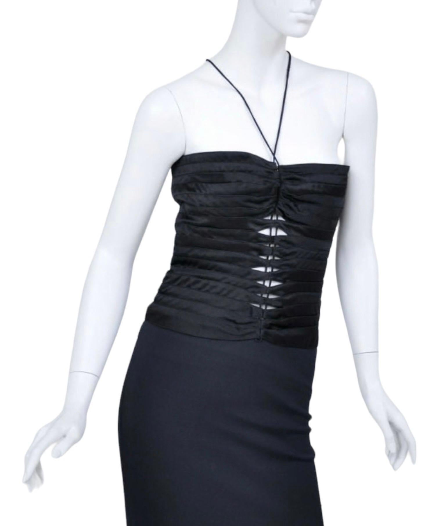 F/W 2002 Vintage Tom Ford for Gucci Black Evening Gown Dress NWT! Size 42 In New Condition For Sale In Montgomery, TX