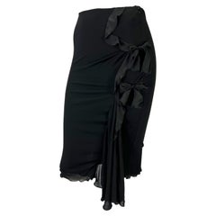 F/W 2002 Yves Saint Laurent by Tom Ford Black Ruffle Ribbon Viscose Skirt