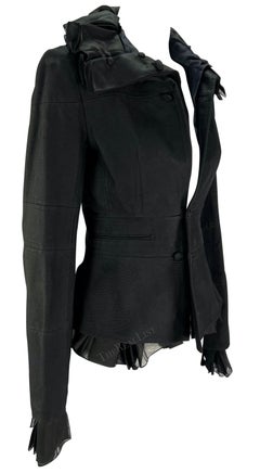 F/W 2002 Yves Saint Laurent by Tom Ford Black Ruffle Runway Blazer