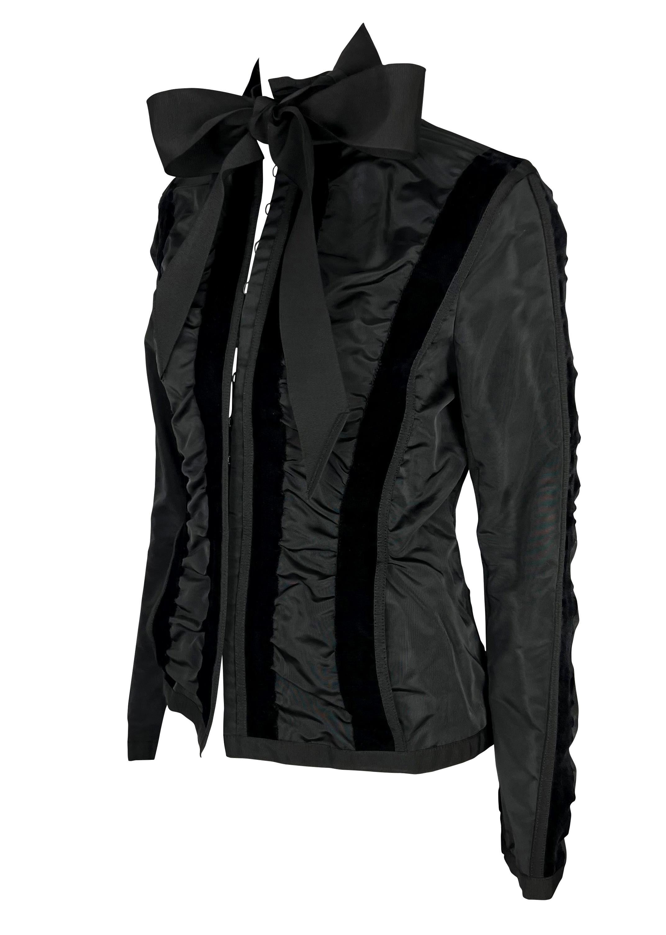 Women's F/W 2002 Yves Saint Laurent by Tom Ford Black Velvet Ruched Ribbon Jacket For Sale