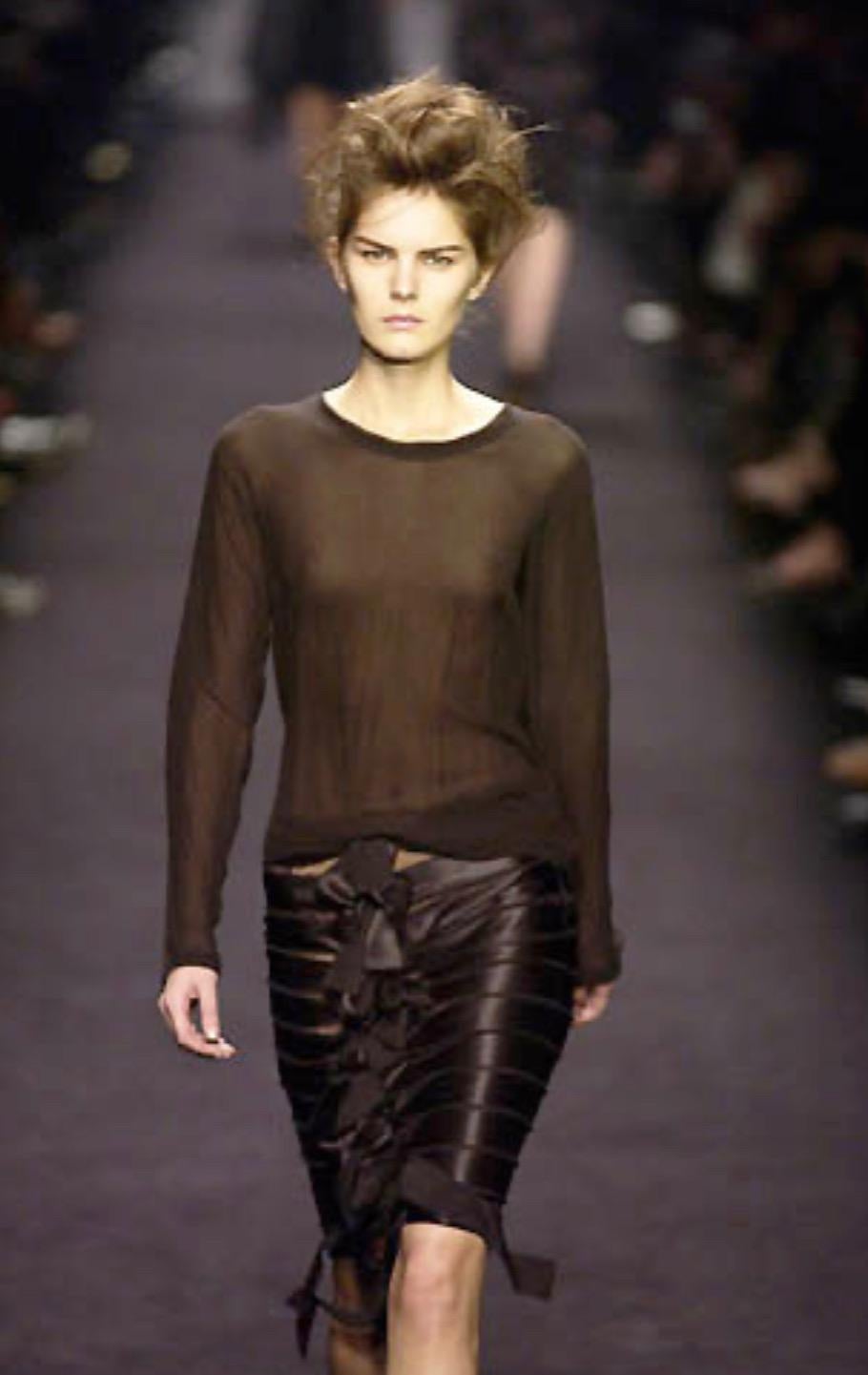 Women's F/W 2002 Yves Saint Laurent by Tom Ford Runway Black Satin Ribbon Tulle Skirt For Sale