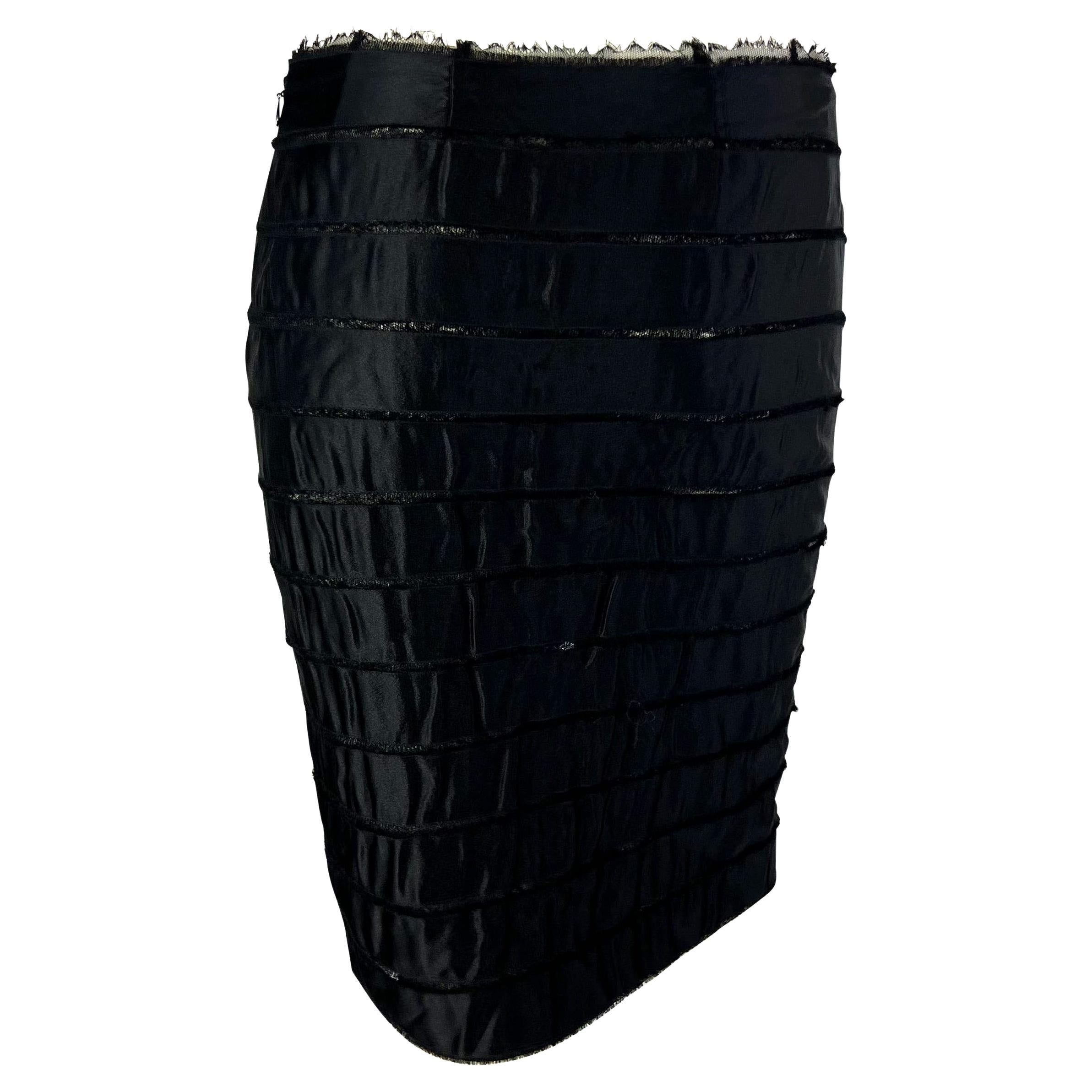 F/W 2002 Yves Saint Laurent by Tom Ford Runway Black Satin Ribbon Tulle Skirt For Sale 2